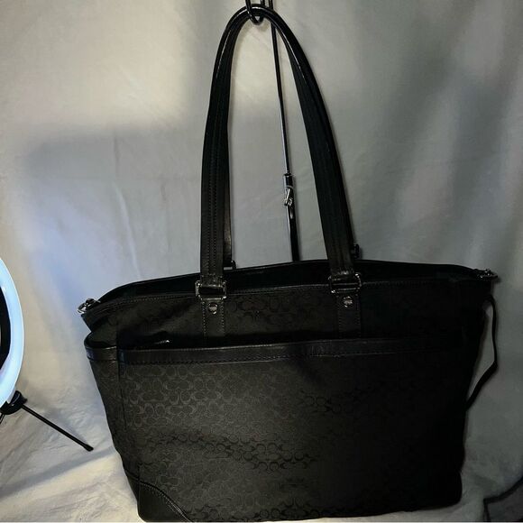 Coach Black Signature Handbag Tote Weekender Diaper Bag - #77156 - Picture 6 of 15